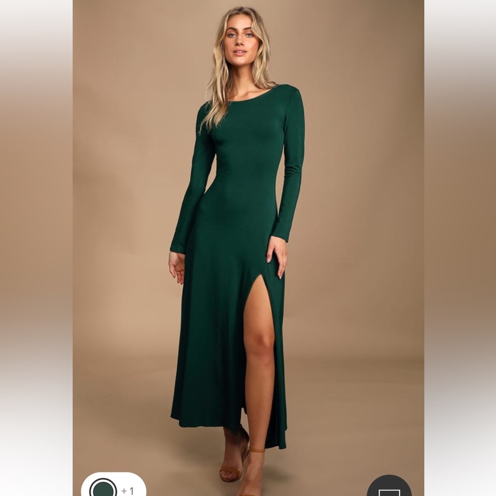 Lulu swept away green long sleeve maxi dress